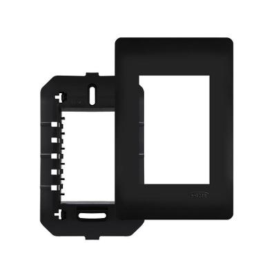 Placa Com Suporte Fame Habitat Black 4x2 Para 3 Módulos Horizontais Preto
