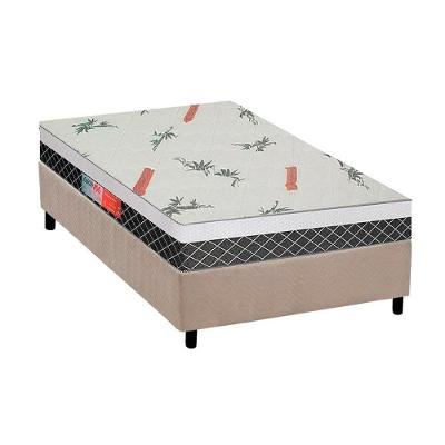 Cama Box Solteiro: Colchão Anatômico Plumatex D28/EP Falcon Ultra Firme + Base CRC Suede Clean(88x188)