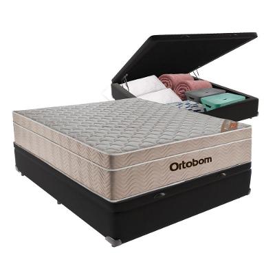 Airtech Colchão Ortobom Casal Com Baú Preto 138cm