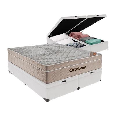 Cama Baú Branco Colchão Airtech Springpocket Queen Ortobom