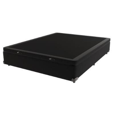 Base Box Baú Casal Preto De Madeira 138cm Kazamix.