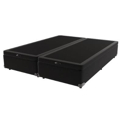 Base Box Baú King Preto De Madeira 193cm Kazamix