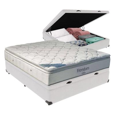 Cama + Box Com Baú Casal E Colchão Freedom Ortobom D33 Cor:branco