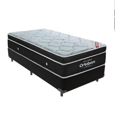 Cama + Box Colchão Molas Ensacadas Solteiro Ortobom Elegant Pillow Cor:preto