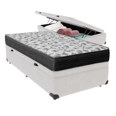 Cama Ortobom D33 Solteiro Com Box Baú Bege Iso100 Cor:branco