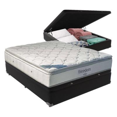 Cama + Box Com Baú Casal E Colchão Freedom Ortobom D33 Cor:preto