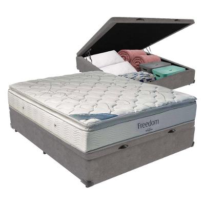 Cama + Box Com Baú Casal E Colchão Freedom Ortobom D33 Cor:cinza.