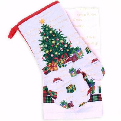 Kit Pano De Prato Felpudo E Luva De Forno Natal Bene Casa