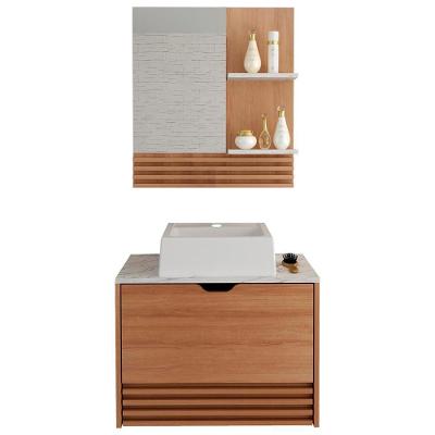Conjunto 3 Peças Para Banheiro Amendoa Bn3630x13x14 Tecno Mobili Amendoa Marmore Branco