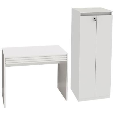 Escrivaninha E Armario Para Escritorio Me4173 Me4151 Branco Tecno Mobili Branco