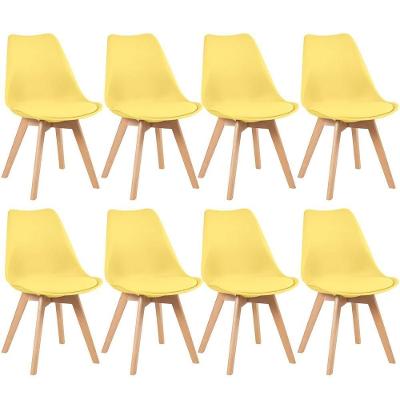 Kit 8 Cadeiras Com Assento Estofado Leda Amarelo