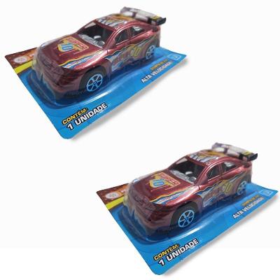 Kit 2 Carrinhos Fricção Race Infatil Carro Corrida Possantes Vinho