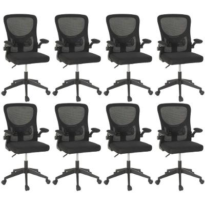 Kit 8 Cadeiras De Escritório Giratória Mônaco Com Relax E Regulagem De Altura - All Black