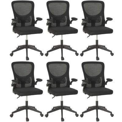 Kit 6 Cadeiras De Escritório Giratória Mônaco Com Relax E Regulagem De Altura - All Black