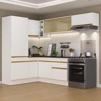 Armário De Cozinha Completa Canto Multimóveis Branco/dourado