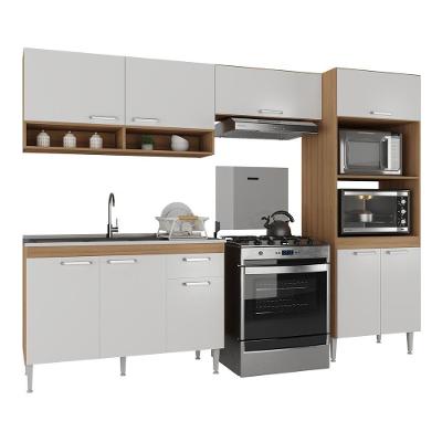 Armário De Cozinha Compacta Modulada Com Torre Quente E Gabinete Para Pia Paris Rustic-branco