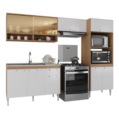 Armário De Cozinha Compacta Modulada Com Gabinete Para Pia Paris Rustic-branco Rustic-branco