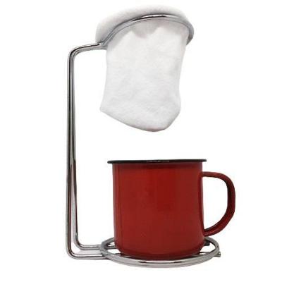 Kit Mini Coador Café Individual Aço Cromado Caneca Esmaltada