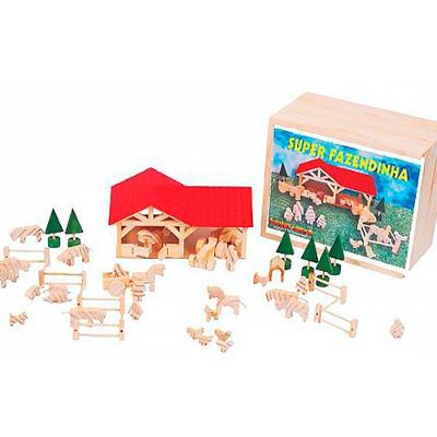 Brinquedos Educativos Super Fazendinha 45 Peças em Madeira
