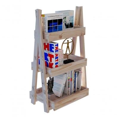 Expositor De Livros Madeira Pinus Para Studio