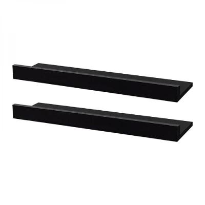 Kit 2 Prateleiras Porta Quadros 60 X 15cm Preta Suporte