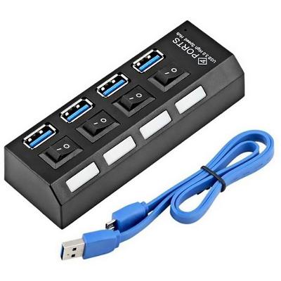 Hub Usb 3.0 com 4 Portas High Speed 5 Gbps com Teclas On-off
