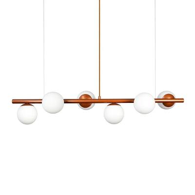 Lustre Pendente Figo Bronze - 6 Globo Esfera De Vidro Branco