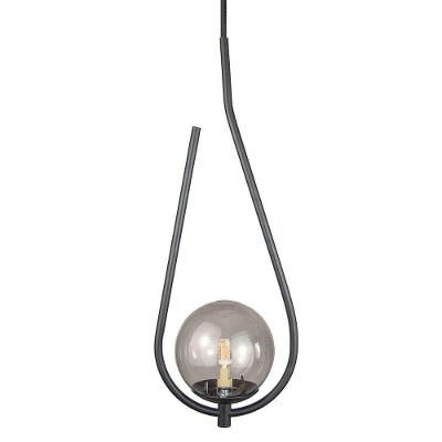 Lustre Pendente On Drop - Preto Com Globo De Vidro Fumê