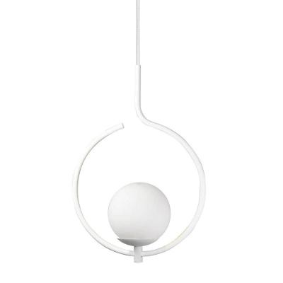 Pendente Lustre On Loop Branco Com Globo De Vidro Branco