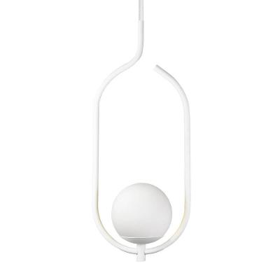 Lustre Pendente On Clip - Branco Com Globo De Vidro Branco