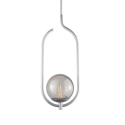 Lustre Pendente On Clip - Prata Com Globo De Vidro Fumê
