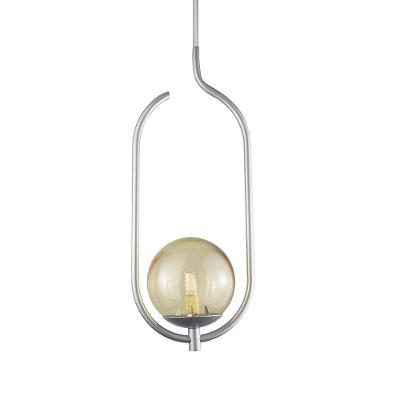 Lustre Pendente On Clip - Prata Com Globo De Vidro âmbar