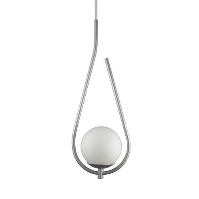 Lustre Pendente On Drop - Prata Com Globo De Vidro Branco