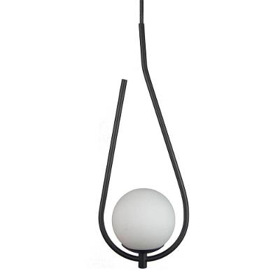 Lustre Pendente On Drop - Preto Com Globo De Vidro Branco