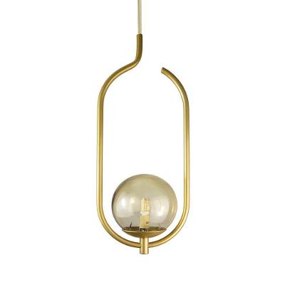Lustre Pendente On Clip - Ouro Com Globo De Vidro âmbar