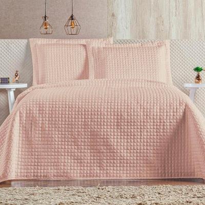 Cobre Leito Queen Plata Percal 200 Fios 3 Peças Rosa Claro