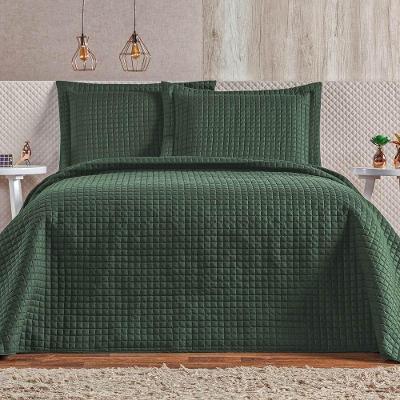 Cobre Leito Queen Plata Percal 200 Fios 3 Peças Verde Militar