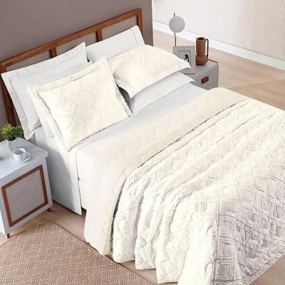 Cobre Leito Queen Aveline Micropercal 300 Fios 3 Peças Off White