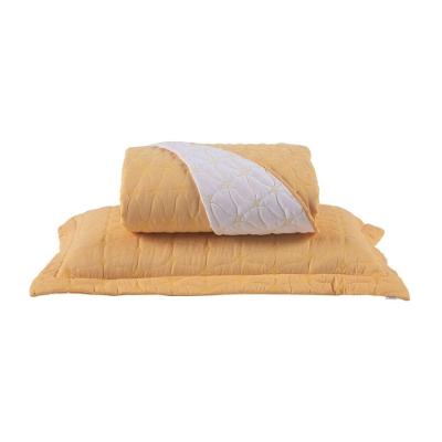 Cobre Leito Solteiro Cristal Percal 200 Fios Bordado 2 Peças Amarelo