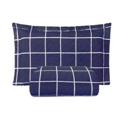Cobre Leito Solteiro Essencialle Estampado 150 Fios 2 Peças Grid Marinho