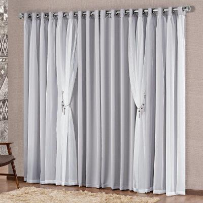 Cortina Mabelle Semi Blackout E Voil 3,00m X 2,50m Cinza