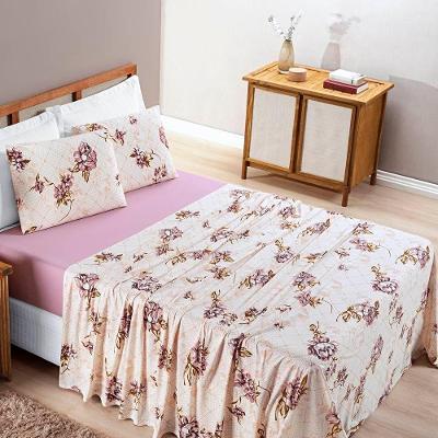 Jogo De Lençol King Quality Malha 100% Algodão Estampado 4 Peças Rose