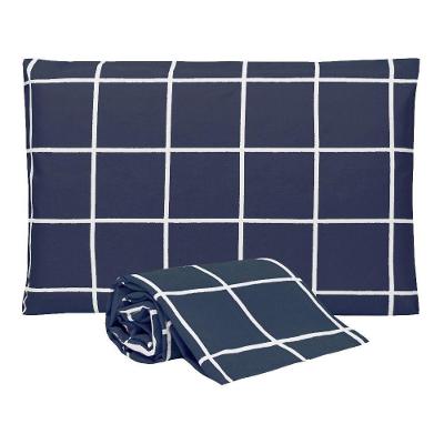 Jogo De Lençol Solteiro Essencialle 150 Fios 2 Peças Grid Marinho