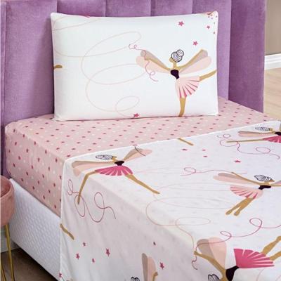Jogo De Lençol Solteiro Bouti Kids Estampado 3 Peças Bailarina