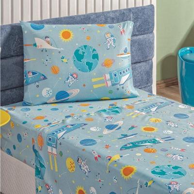 Jogo De Lençol Solteiro Bouti Kids Estampado 3 Peças Astronauta