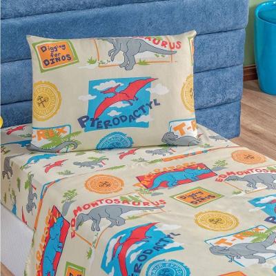 Jogo De Lençol Solteiro Bouti Kids Estampado 3 Peças Dino