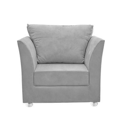 Poltrona Cadeira Decorativa Para Sala E Quarto Lisboa Suede Cinza Claro