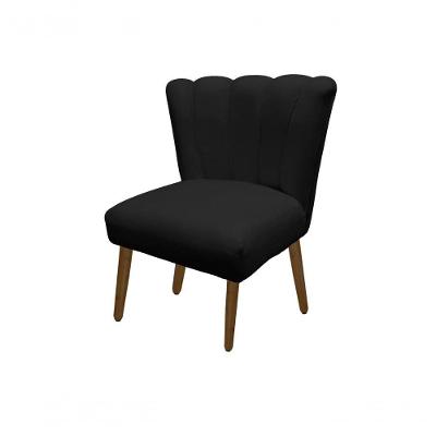 Cadeira Pétala Flor Para Sala De Estar Penteadeira Salão Suede Preto