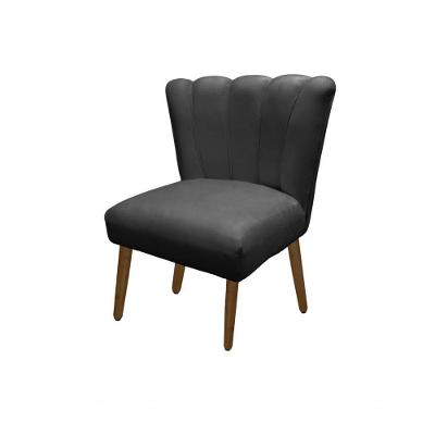 Cadeira Pétala Flor Para Sala De Estar Penteadeira Salão Suede Cinza Escuro