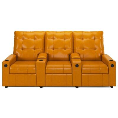 Poltrona Do Papai Reclinável Mallie 3 Lugares Baú Usb Fh9 Pu Whisky - Mpozenato